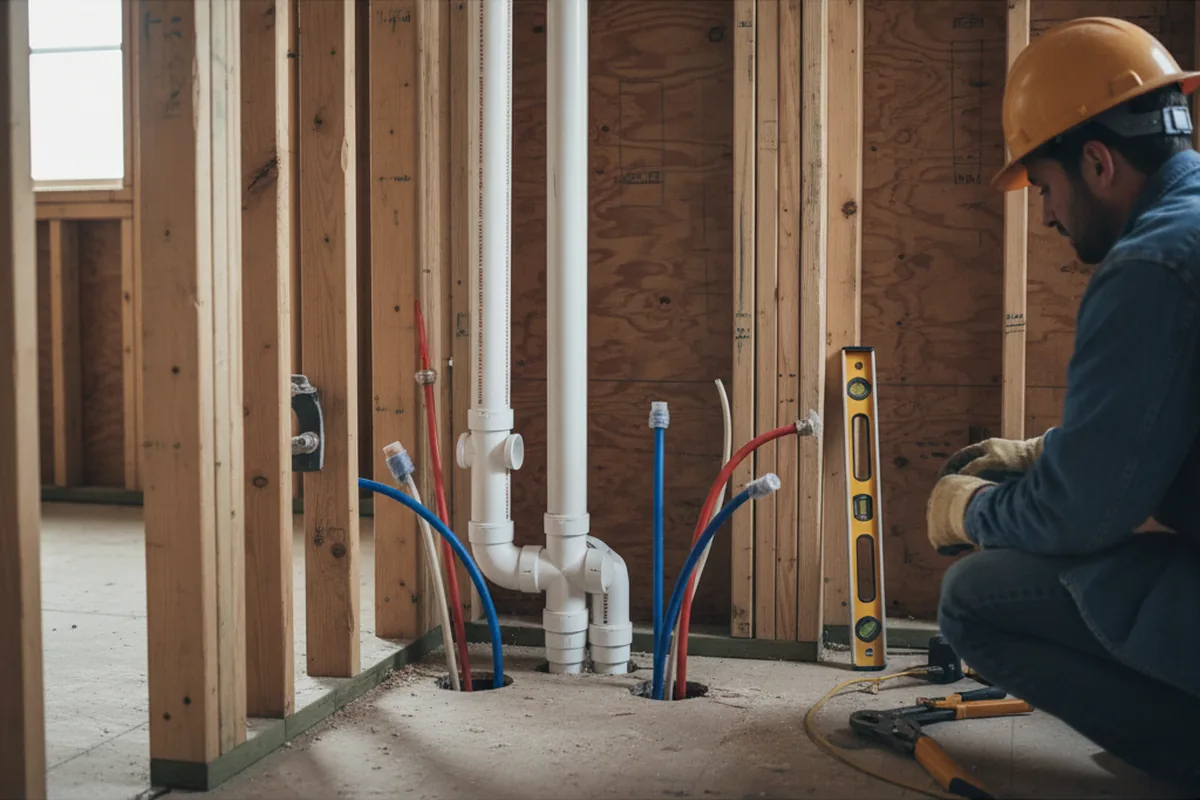 Drain and supply rough-in during Sump Pump Repair in Monponsett